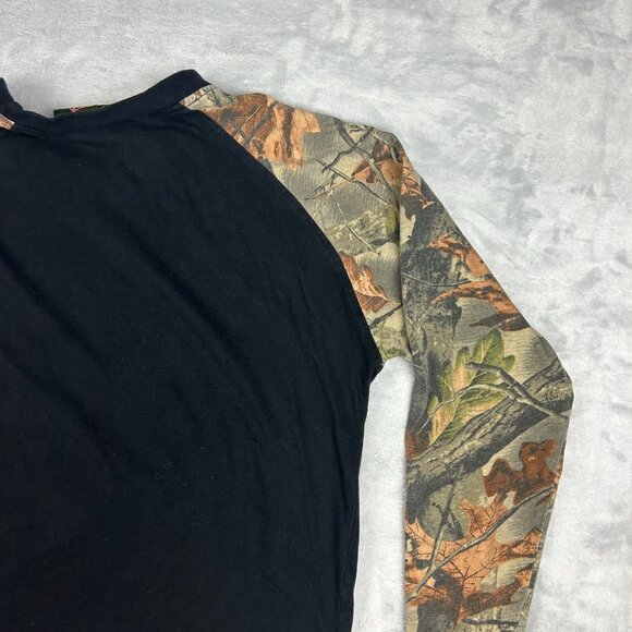 Trail Crest T Shirt Mens Large Black Camo Long Sleeve Outdoor Tee Woodland - Picture 10 of 14